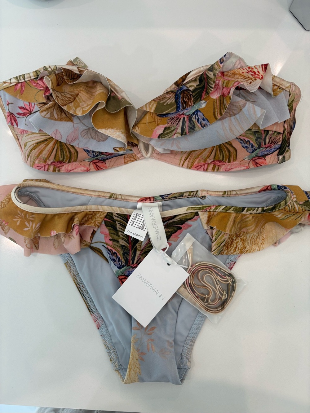 Zimmermann Ascension Frill Bikini in the Spliced floral print.